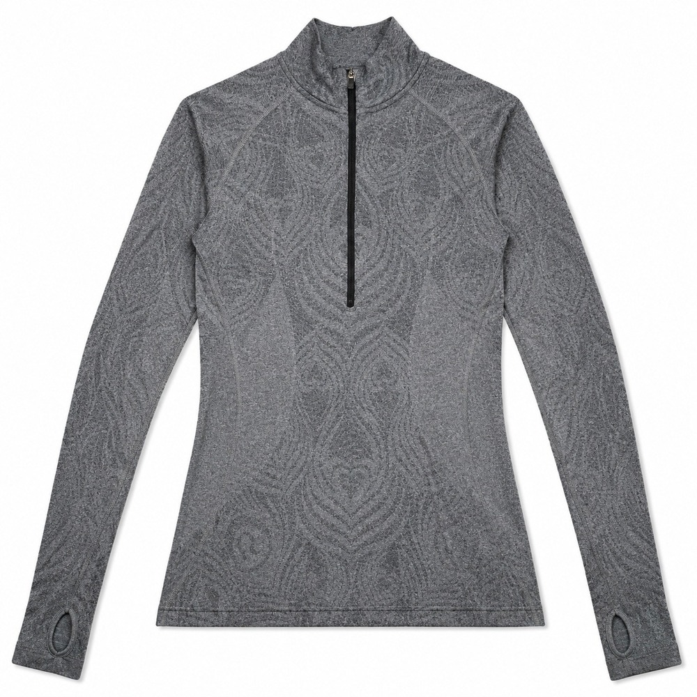Lululemon Women's Size 8 Grey Long Sleeve 1/2 Zip Mock Neck Athletic Top‎
